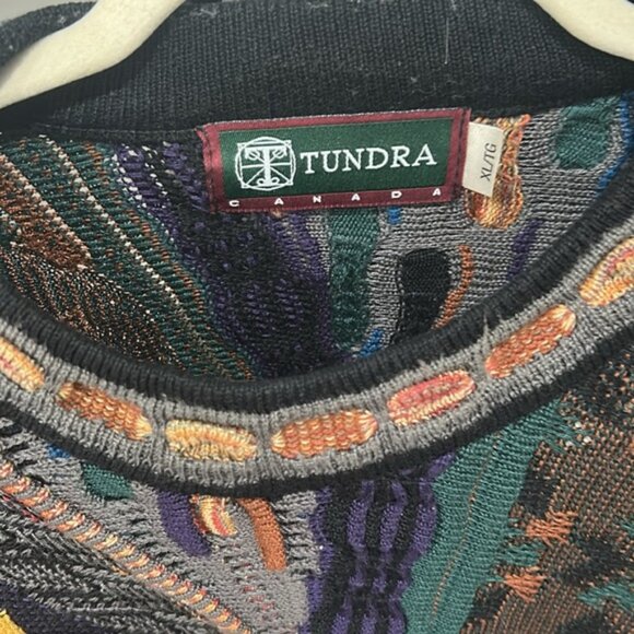 Vintage TUNDRA CANADA Sweater 3D XL Y2K Cosby COOGI - Picture 2 of 8